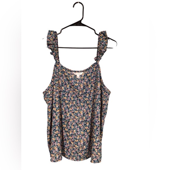 LC Lauren Conrad Tops - LC Lauren Conrad floral ruffle strap tank top size XXL